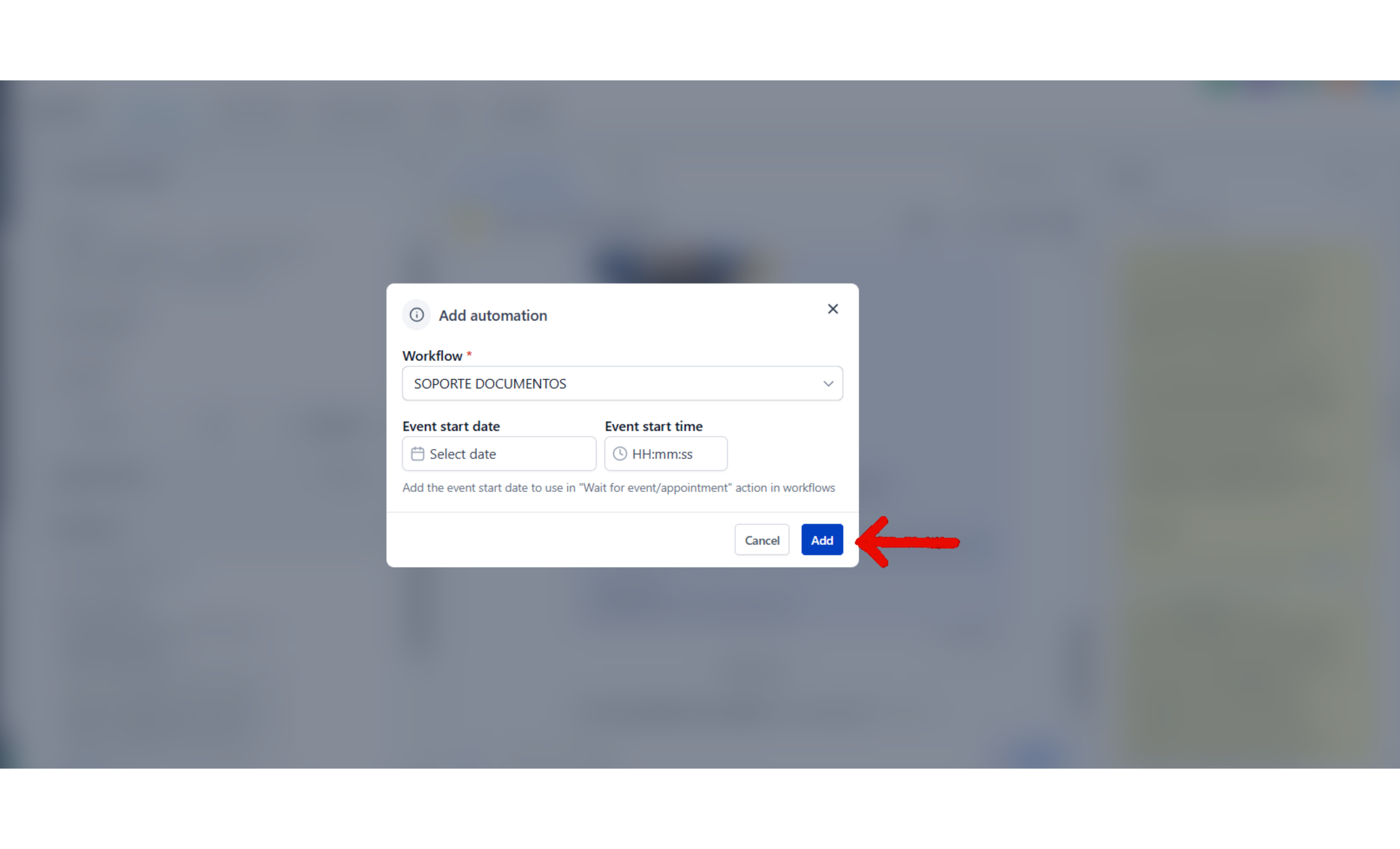 Confirmar con el botón Add